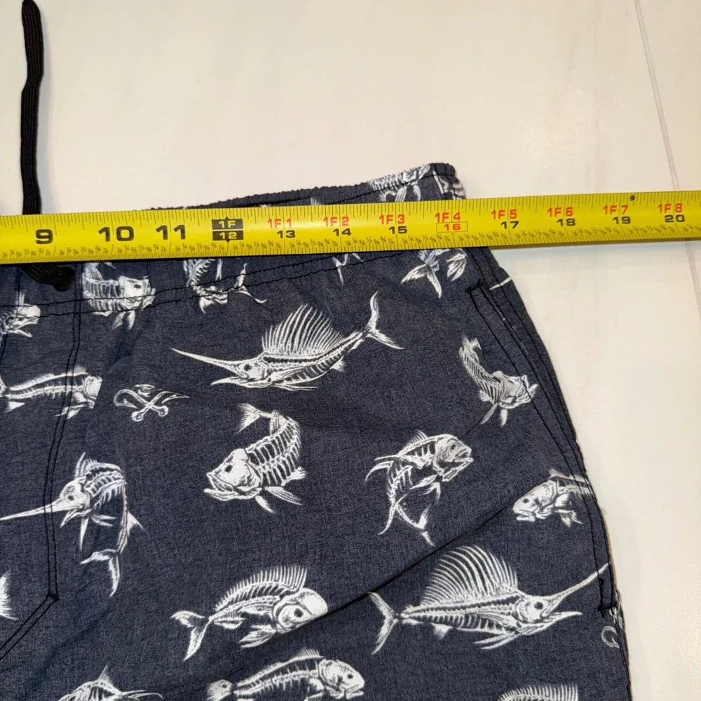 Salt Life Mens Size Large Swim Trunks Shorts‎ Fish Bone Pattern Blue